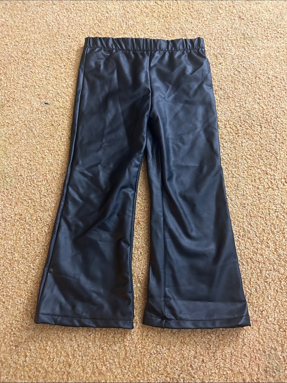 Kids Black Faux Leather Flared Pants